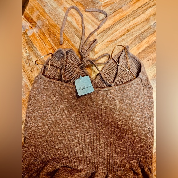 Free People NWOT Tula Sweater Midi Dress with Skinny Tie Straps sz XS - Picture 3 of 8